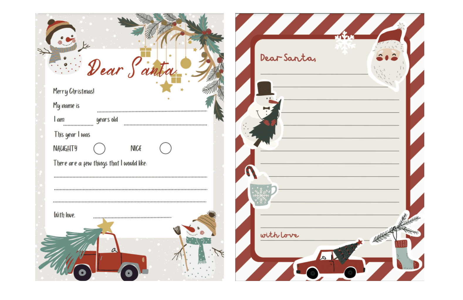 kids' christmas activities: free printable letter to santa templates